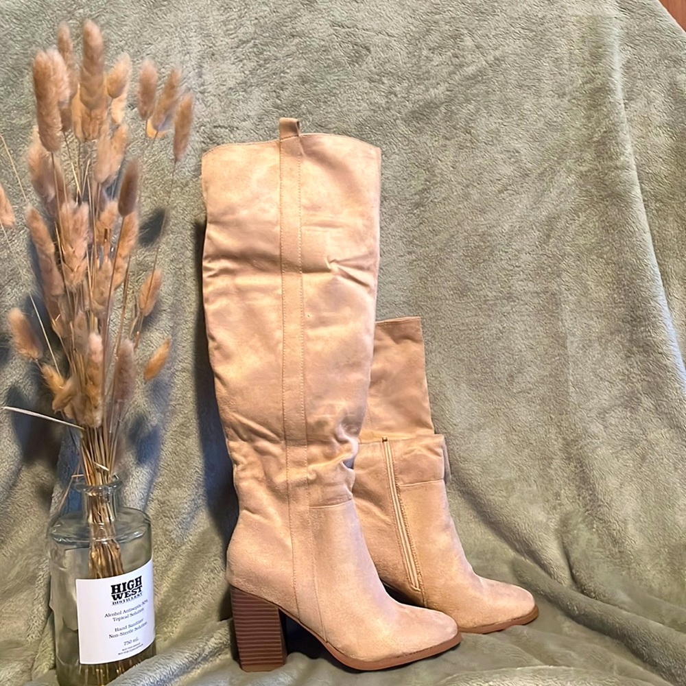 Cream over the knee boots! Brand New!